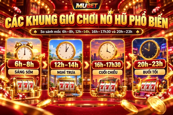 Các Khung Giờ Chơi Nổ Hũ Phổ Biến – So Sánh Mốc 6h–8h, 12h–14h, 16h–17h30 Và 20h–23h Các khung giờ chơi nổ hũ phổ biến với mốc 6h–8h, 12h–14h, 16h–17h30 và 20h–23h