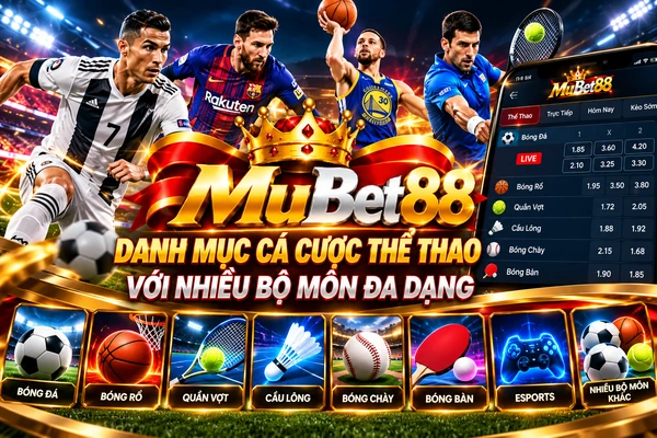 Danh mục cá cược thể thao MUBET88 gồm bóng đá, bóng rổ, quần vợt, cầu lông và nhiều bộ môn khác. Danh mục cá cược thể thao MUBET88 gồm bóng đá, bóng rổ, quần vợt, cầu lông và nhiều bộ môn khác.